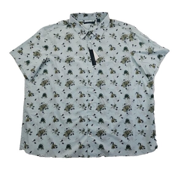 Perry Ellis Short Sleeve Shirt Men's 4X Green Floral Oeko-Tex Button Up NWT NEW - Picture 1 of 16